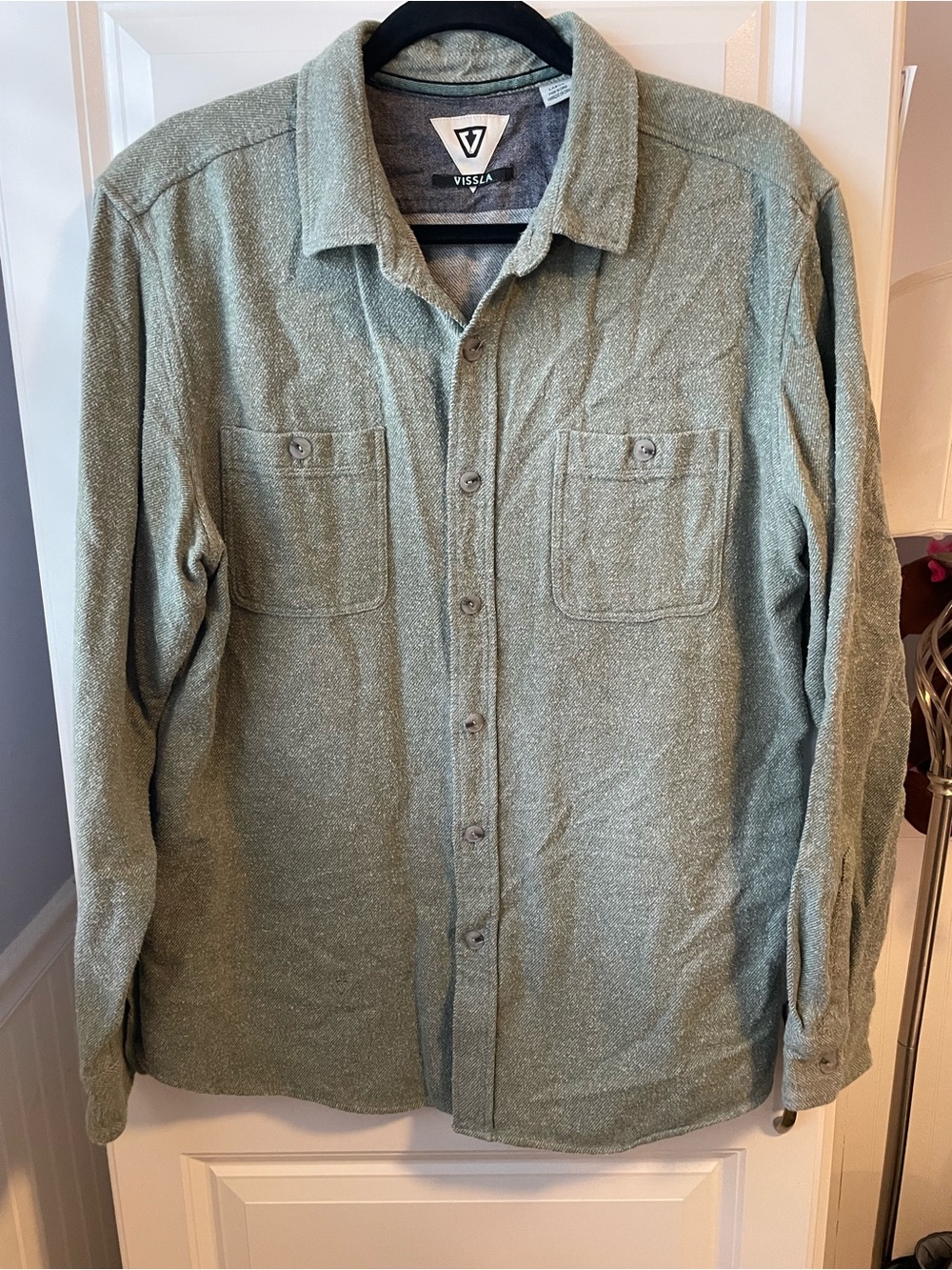 VISSLA Shaver Flannel Men's Large Green 100% Cotton